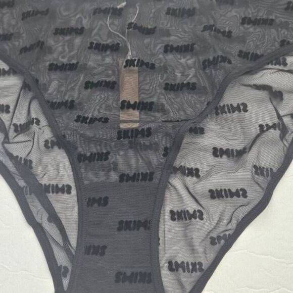 SKIMS FLOCKED LOGO BIKINI PANTY NWT - Picture 3 of 10